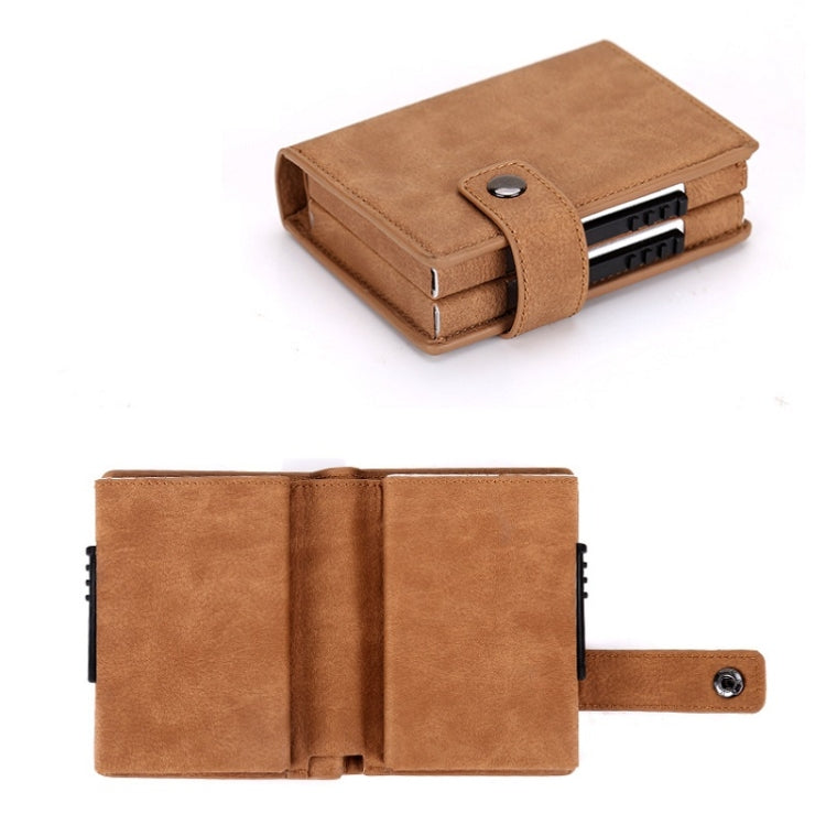 Dual Card Aluminum Alloy Card Box RFID Anti-Theft Wallet(Mad Horse Matte Apricot) - Antimagnetic RFID Package by PMC TechLife | Online Shopping South Africa | PMC TechLife
