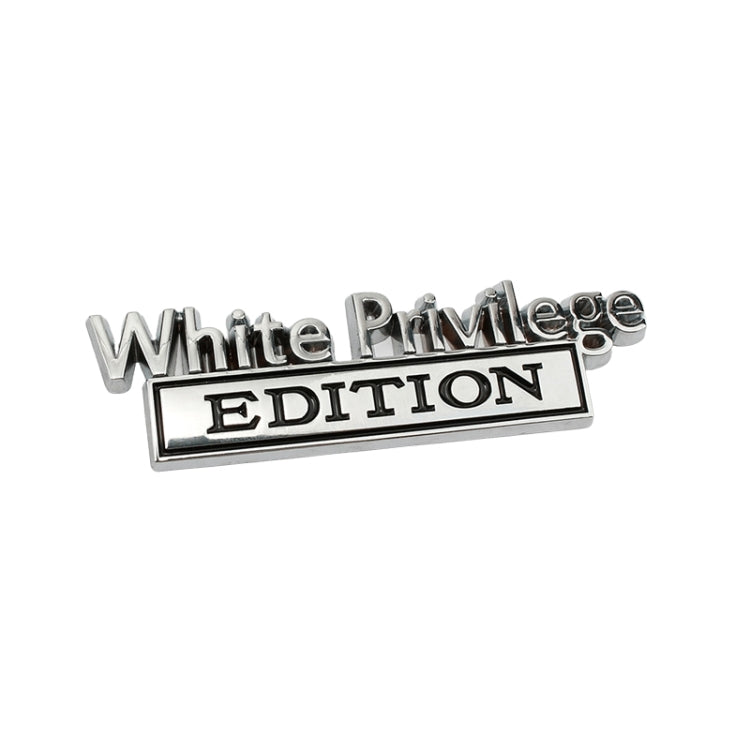 2 PCS Car Metal Leaf Board Car Logo White Privilege Edition Modified Car Body Sticker Sign(Silver Black) - Decorative Sticker by PMC TechLife | Online Shopping South Africa | PMC TechLife | Buy Now Pay Later Mobicred