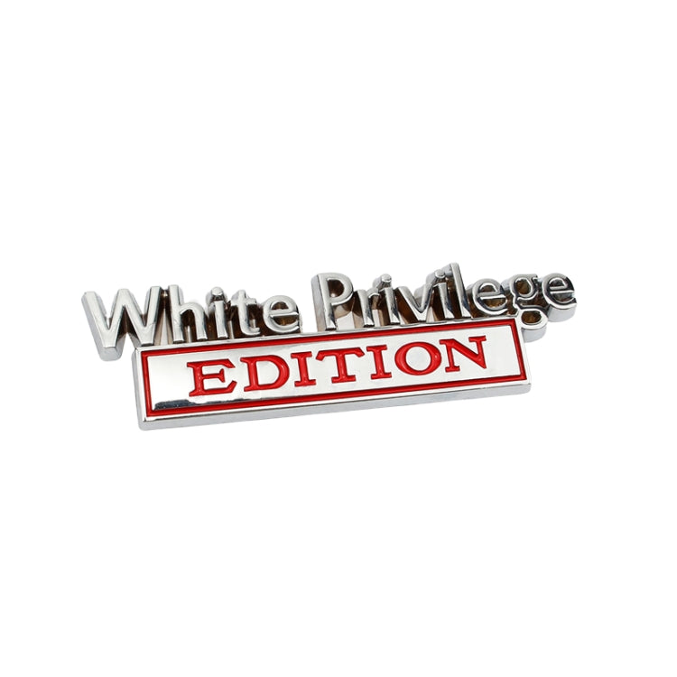 2 PCS Car Metal Leaf Board Car Logo White Privilege Edition Modified Car Body Sticker Sign(Silver Red) - Decorative Sticker by PMC TechLife | Online Shopping South Africa | PMC TechLife | Buy Now Pay Later Mobicred
