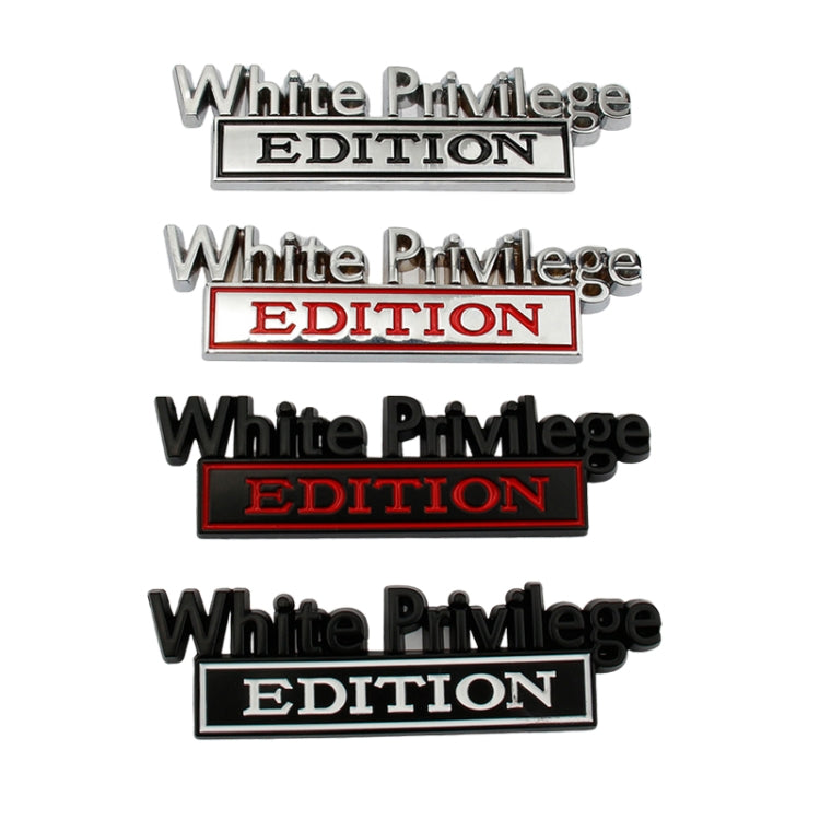 2 PCS Car Metal Leaf Board Car Logo White Privilege Edition Modified Car Body Sticker Sign(Black Red) - Decorative Sticker by PMC TechLife | Online Shopping South Africa | PMC TechLife | Buy Now Pay Later Mobicred