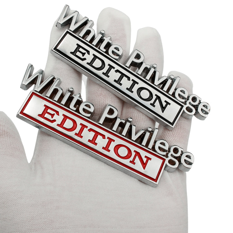 2 PCS Car Metal Leaf Board Car Logo White Privilege Edition Modified Car Body Sticker Sign(Silver Black) - Decorative Sticker by PMC TechLife | Online Shopping South Africa | PMC TechLife | Buy Now Pay Later Mobicred