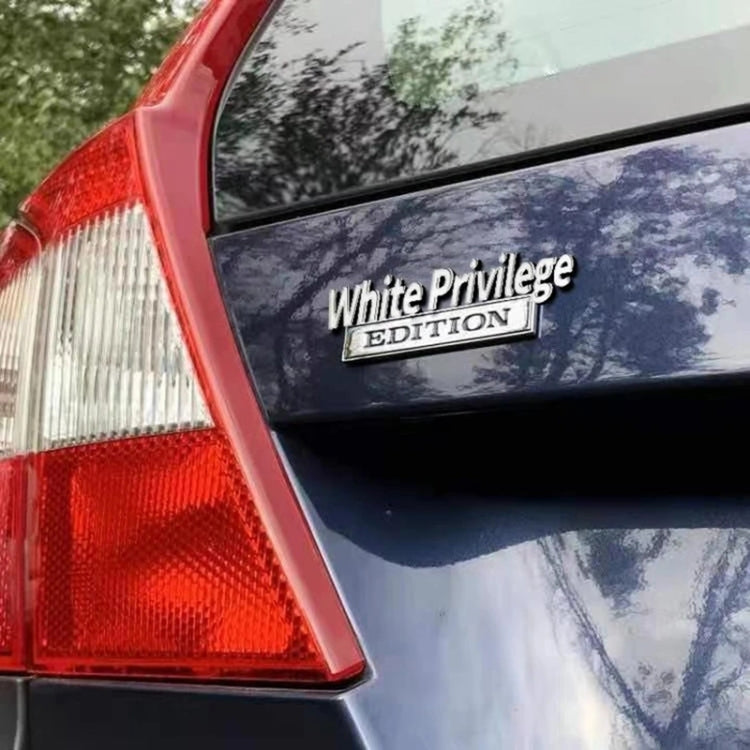 2 PCS Car Metal Leaf Board Car Logo White Privilege Edition Modified Car Body Sticker Sign(Silver Black) - Decorative Sticker by PMC TechLife | Online Shopping South Africa | PMC TechLife | Buy Now Pay Later Mobicred