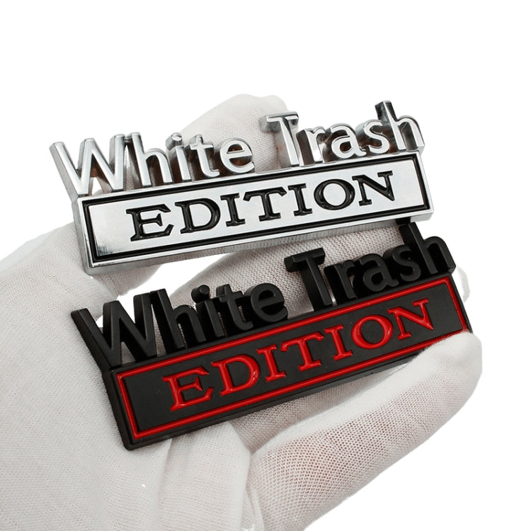 2 PCS Car Metal Modification Standard White Trash Edition Car Label Stickers(Black White) - free shipping - PMC TechLife - Order now!