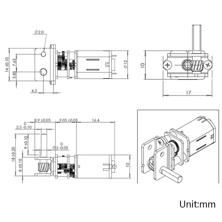 GW12N20 Worm Gear Low Speed Motor Ultra Mini Gear Power-Off Self-Locking Motor For Smart Car Robot(12V 110RPM) - free shipping - PMC TechLife - Order now!