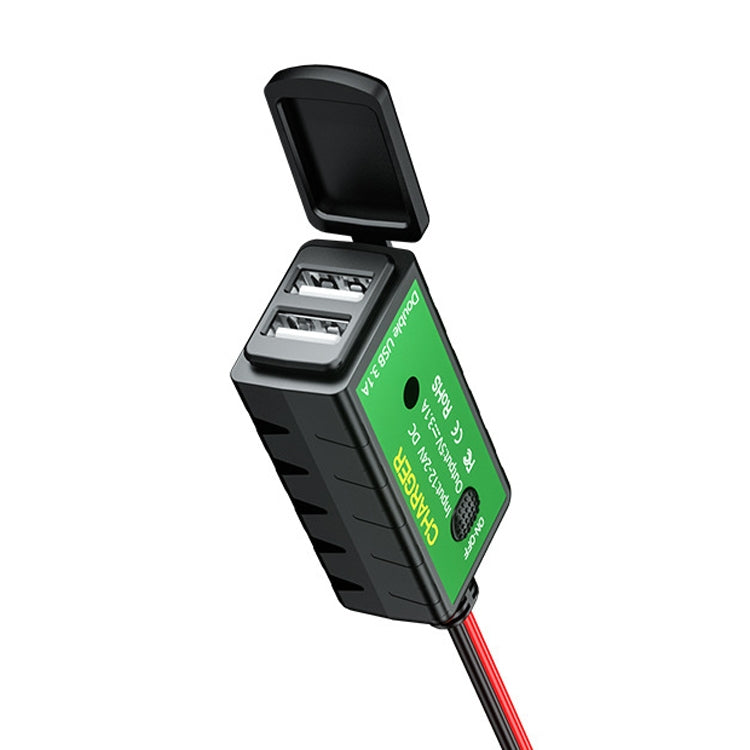 M2-A 12V 3.1A Dual USB Mobile Phone Charger Motorcycle Waterproof With Line Charger - Battery Charger by PMC TechLife | Online Shopping South Africa | PMC TechLife | Buy Now Pay Later Mobicred