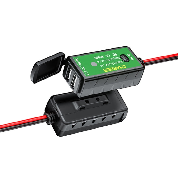 M2-A 12V 3.1A Dual USB Mobile Phone Charger Motorcycle Waterproof With Line Charger - Battery Charger by PMC TechLife | Online Shopping South Africa | PMC TechLife | Buy Now Pay Later Mobicred