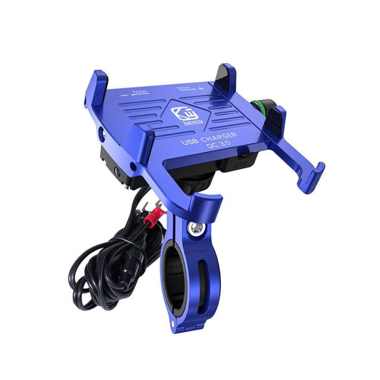 Kewig M6-S 12V Motorcycle Water-resistant Aluminum Alloy Mobile Phone Bracket With QC3.0 Fast Charging(Blue) - free shipping - PMC TechLife - Order now!