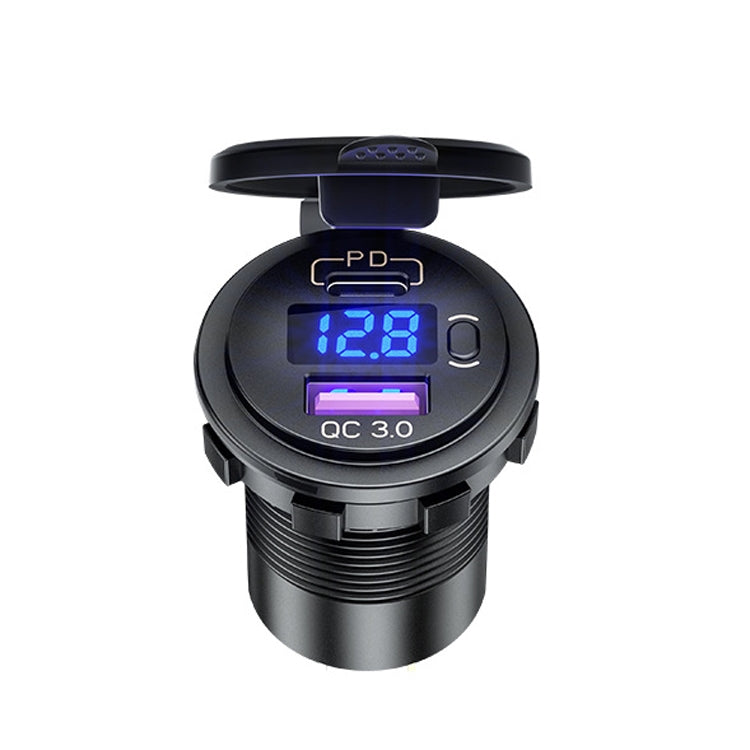 12V Modified Car USB Charger With Voltage Display PD QC3.0 Socket(With 60cm Line Red Light) - DIY Modified Charger by PMC TechLife | Online Shopping South Africa | PMC TechLife | Buy Now Pay Later Mobicred