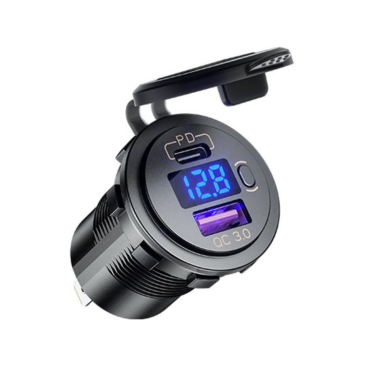 12V Modified Car USB Charger With Voltage Display PD QC3.0 Socket(With 60cm Line Red Light) - DIY Modified Charger by PMC TechLife | Online Shopping South Africa | PMC TechLife | Buy Now Pay Later Mobicred