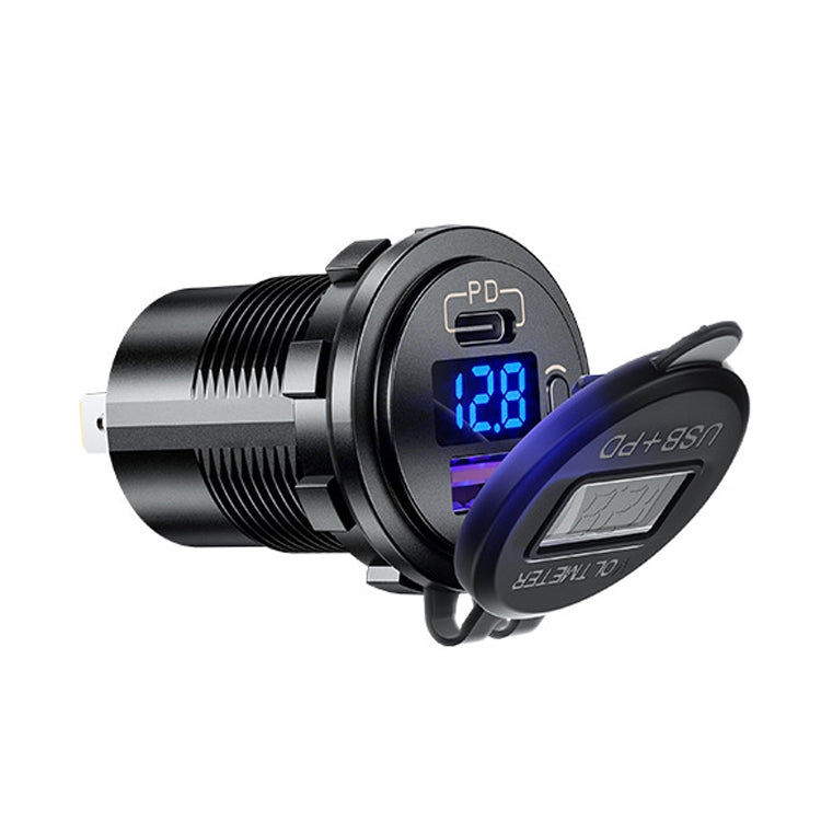 12V Modified Car USB Charger With Voltage Display PD QC3.0 Socket(With 60cm Line Blue Light) - free shipping - PMC TechLife - Order now!