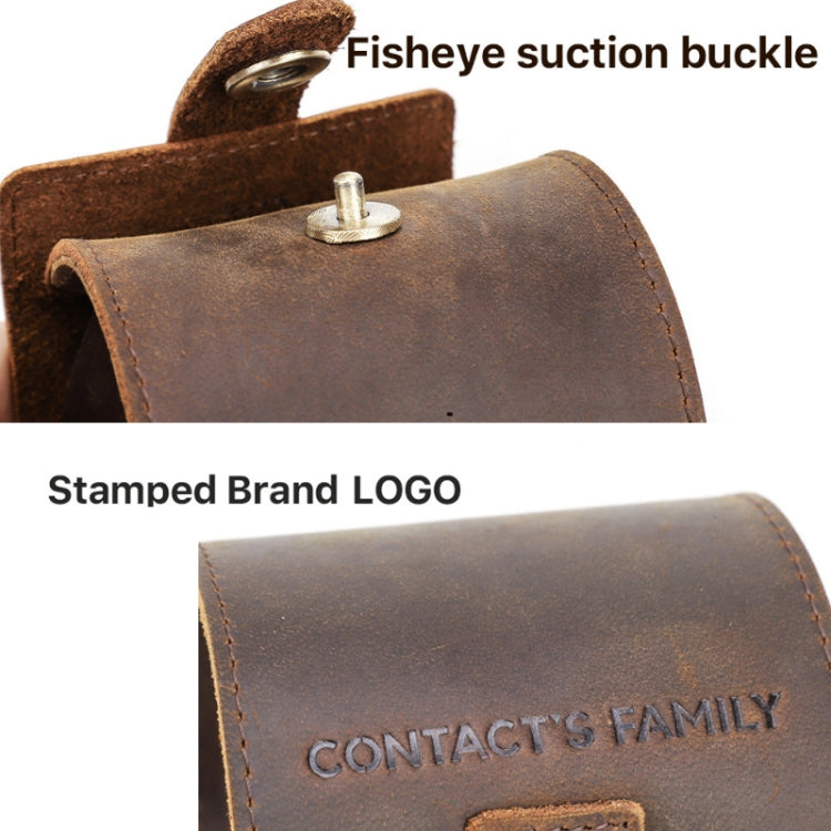 Contacts Family CF1125 Single Watch Position Crazy Horse Leather Watch Box Round Watch Storage Box(Coffee) - free shipping - PMC TechLife - Order now!
