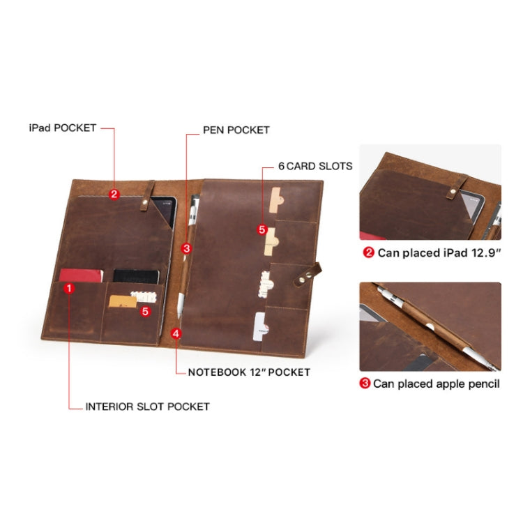 CONTACTS FAMILY CF2002 Retro Crazy Horse Texture Multifunctional Protective Cover  Leather Tablet Case for iPad Pro 12.9 2020 / 2021 / 2018(Coffee) - free shipping - PMc TechLife - Order now!