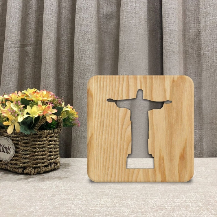 FS-T1971W 2.5W Jesus Pastor Table Lamp USB Solid Wood Hollow Night Light(Warm White Light) - free shipping - PMc TechLife - Order now!