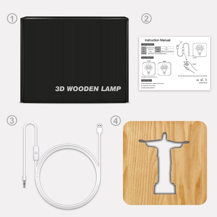FS-T1971W 2.5W Jesus Pastor Table Lamp USB Solid Wood Hollow Night Light(Warm White Light) - free shipping - PMc TechLife - Order now!