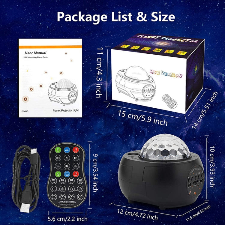 DQ-M3 LED Rotating Starry Sky Light Bluetooth Music Planets Ocean Projector Support TF Card,Style: Rechargeable(Black) - Novelty Lighting by PMC TechLife | Online Shopping South Africa | PMC TechLife | Buy Now Pay Later Mobicred