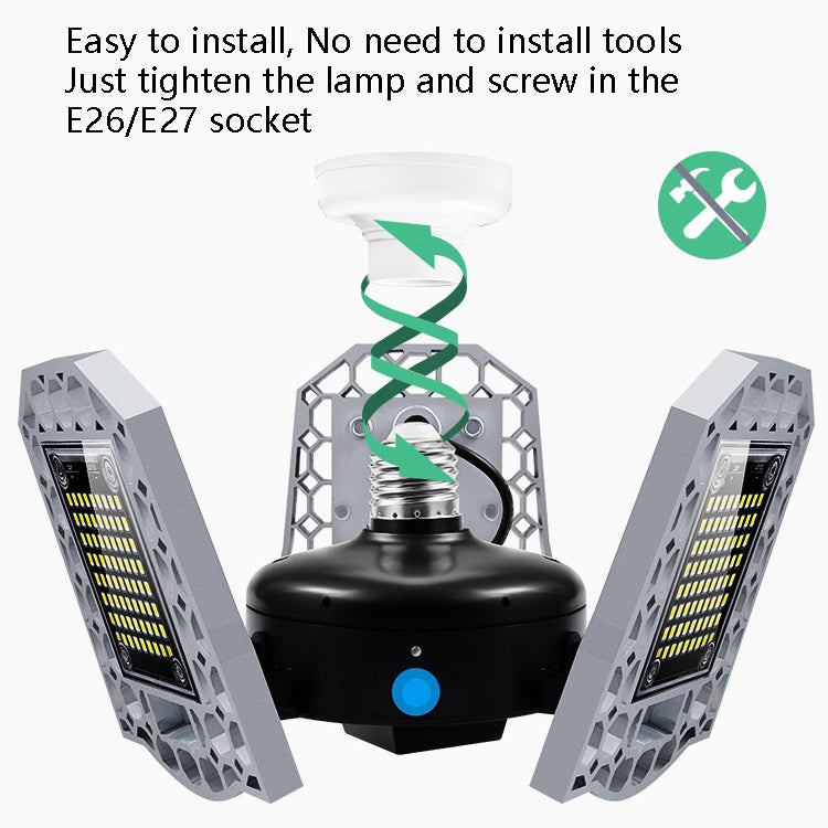 60W LED Industrial Mining Light Waterproof Light Sensor Folding Tri-Leaf Garage Lamp(Warm White Light) - Special Engineering Lighting by PMc TechLife | Online Shopping South Africa | PMc TechLife | Buy Now Pay Later Mobicred