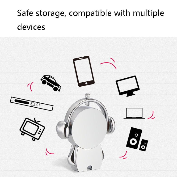 Y01 Metal Musician Car Cartoon Style U Disk, Capacity: 128GB(Silver) - free shipping - PMC Jewellery - Order now!