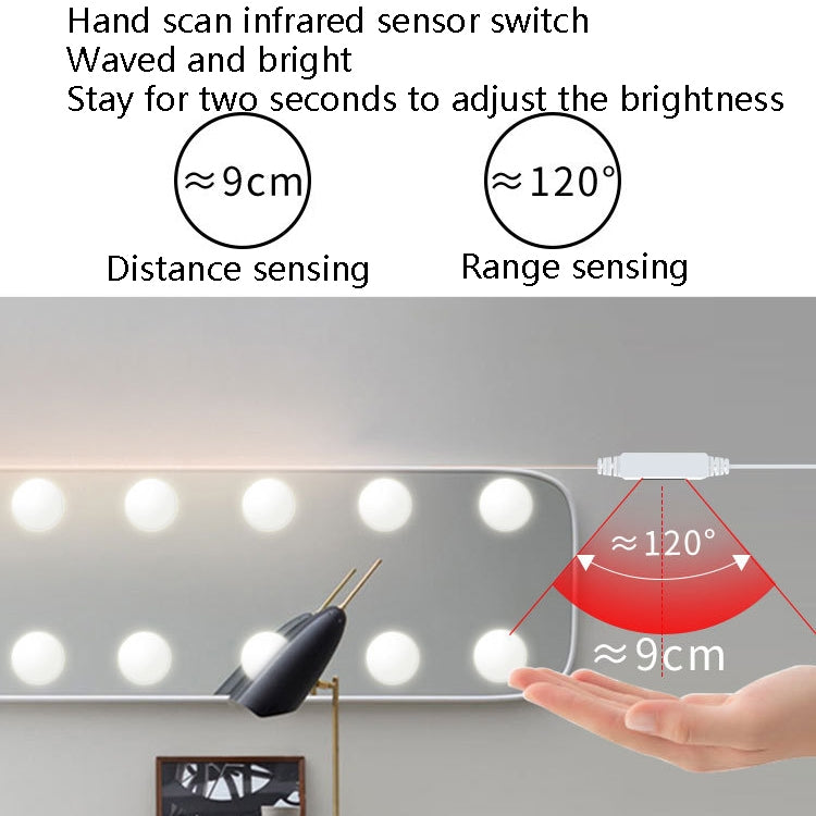 LED Makeup Mirror Light Beauty Fill Light Hand Sweep Sensor Mirror Front Light, Power source: 14 Bulbs(Natural White) - Sensor LED Lights by PMC TechLife | Online Shopping South Africa | PMC TechLife | Buy Now Pay Later Mobicred