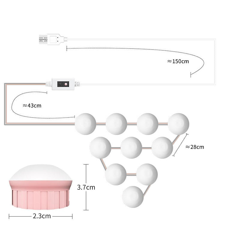 LED Makeup Lamp Mirror Front Beauty Fill Light Hand Sweep Sensation Lamp, Power source: 14 Bulbs - Sensor LED Lights by PMC TechLife | Online Shopping South Africa | PMC TechLife | Buy Now Pay Later Mobicred