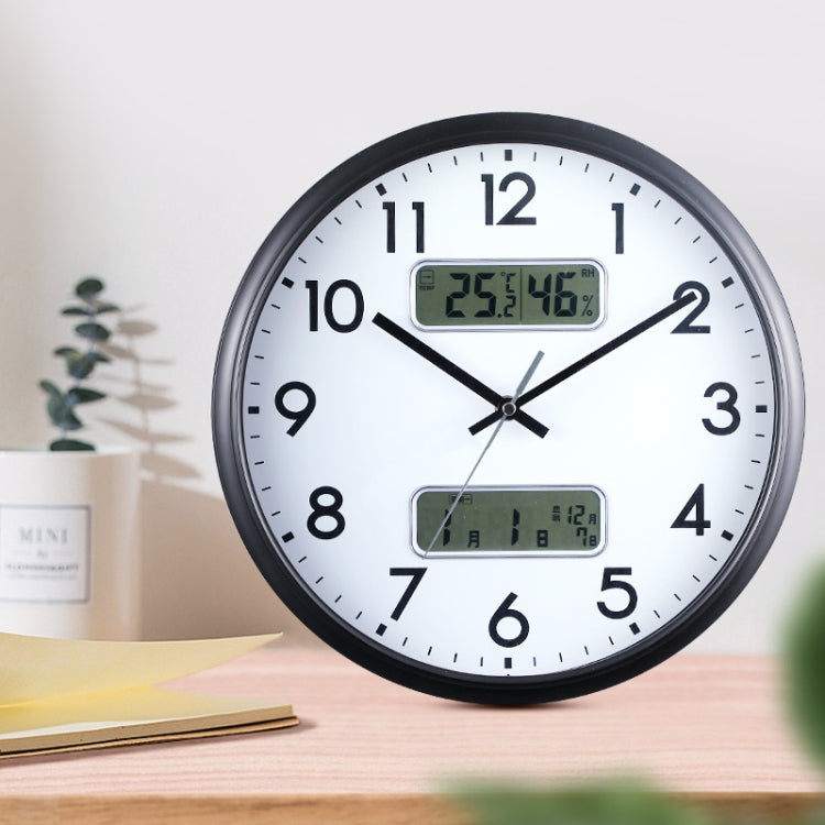 13 Inch Dual-screen LED Display Wall Clock Living Room Temperature And Humidity Calendar Multi-function Clock(Black) - Wall Clock by PMc TechLife | Online Shopping South Africa | PMc TechLife | Buy Now Pay Later Mobicred