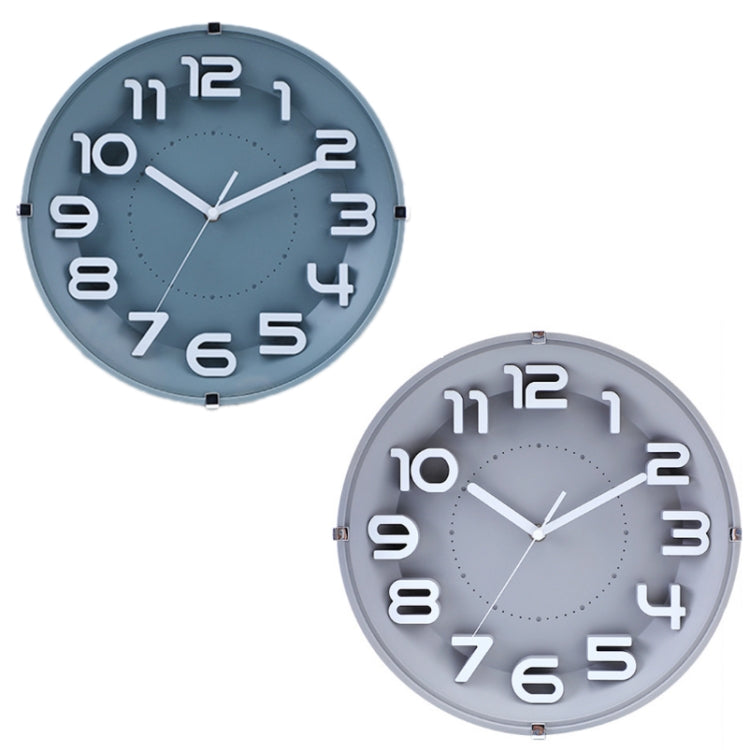 12 Inch Living Room Silent Wall Clock Round Stereo 3D Digital Wall Clock(Ink Green) - Wall Clock by PMc TechLife | Online Shopping South Africa | PMc TechLife | Buy Now Pay Later Mobicred
