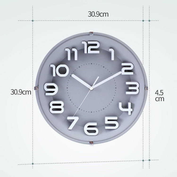 12 Inch Living Room Silent Wall Clock Round Stereo 3D Digital Wall Clock(Gray) - free shipping - PMc TechLife - Order now!