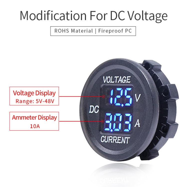 2 In 1 Modified Car Double Digital Voltage Current Table Measuring Instrument(Red Light) - Clocks & Car Meters by PMC TechLife | Online Shopping South Africa | PMC TechLife | Buy Now Pay Later Mobicred