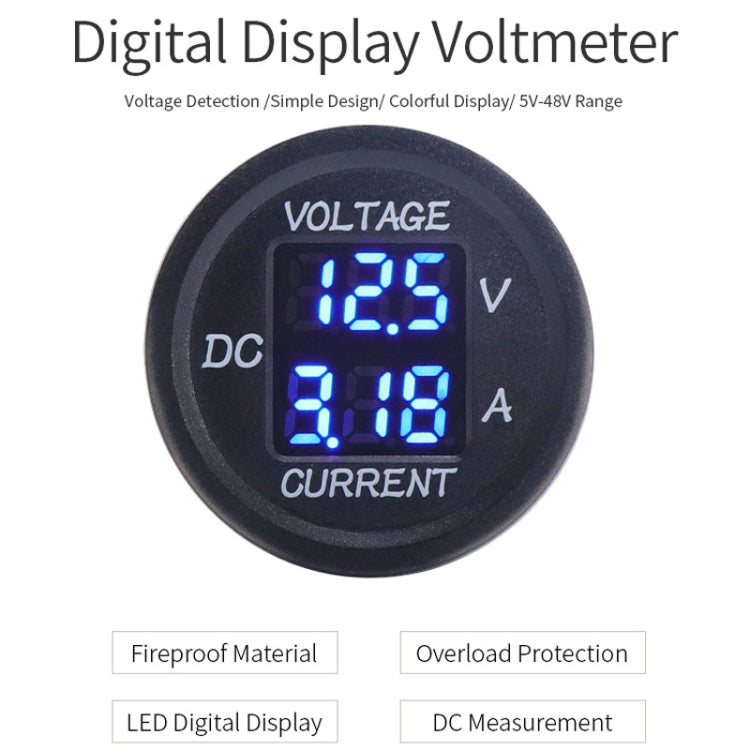 2 In 1 Modified Car Double Digital Voltage Current Table Measuring Instrument(Blue Light) - Clocks & Car Meters by PMC TechLife | Online Shopping South Africa | PMC TechLife | Buy Now Pay Later Mobicred