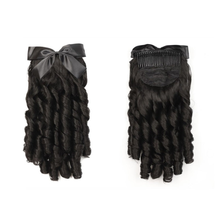 Princess Curly Ponytail Wig Costume Film And Television Retro Prom Comb Ponytail Curly Hair(Natural Black) - free shipping - PMC TechLife - Order now!