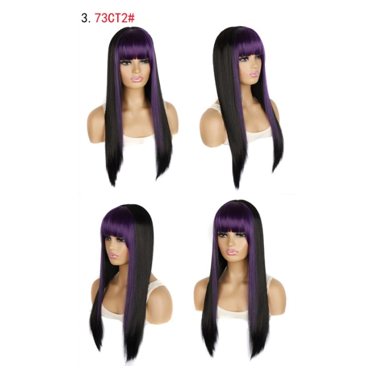 Color Bleaching And Dyeing Double Sideburns With Bangs Long Straight Hip-Hop Wig(Violet Bleaching Black) - free shipping - PMC TechLife - Order now!