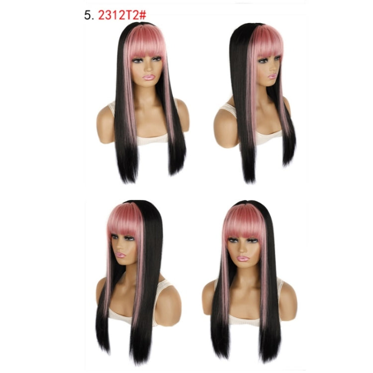 Color Bleaching And Dyeing Double Sideburns With Bangs Long Straight Hip-Hop Wig(Smoke Pink Bleaching Black) - free shipping - PMC TechLife - Order now!