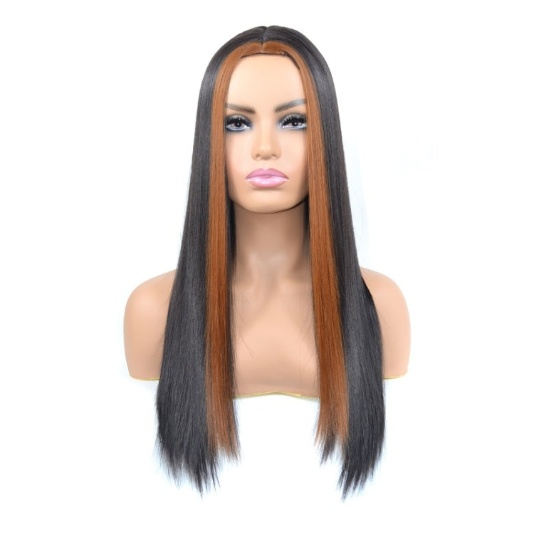 Women Medium Haircut Bleaching And Dyeing Long Straight Wigs(Black Brown) - free shipping - PMC TechLife - Order now!