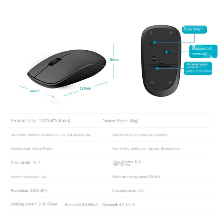 Rapoo M200G 1300 DPI 3 Keys Silent Wireless Mouse(White) - free shipping - PMC Jewellery - Order now!