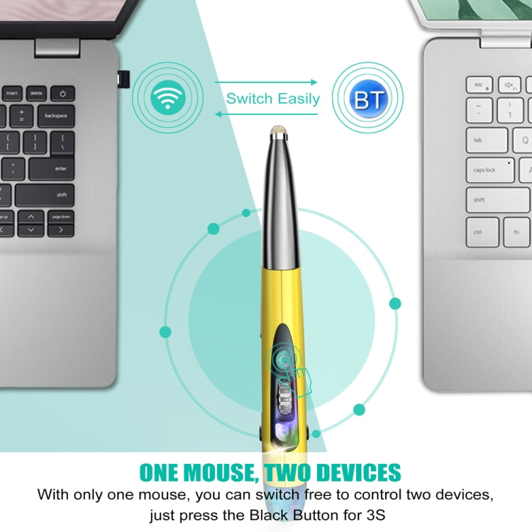 PR-A19 2.4GHz Wireless Charging Bluetooth Mouse Pen Type Shining Quiet Mouse(Yellow) - free shipping - PMC Jewellery - Order now!