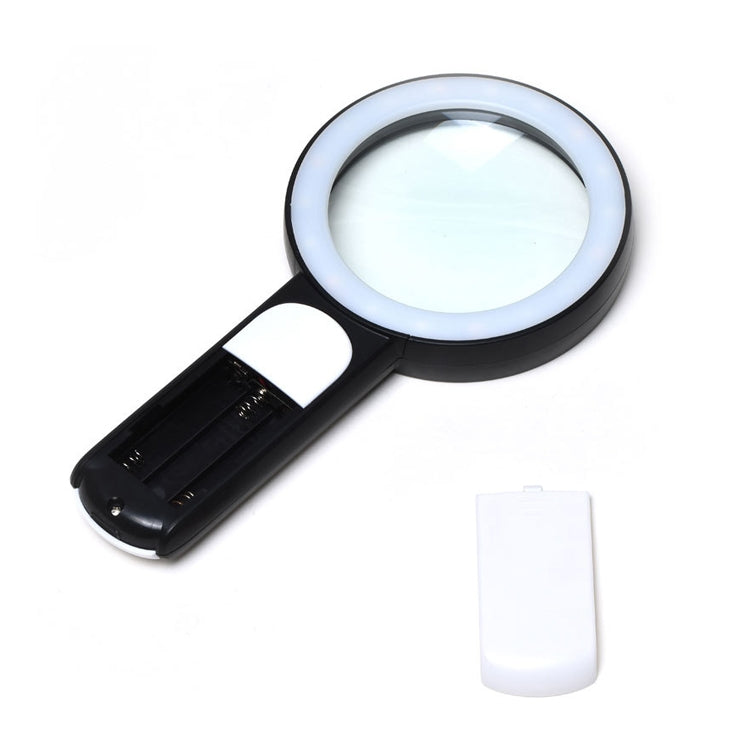 30 Times 18 LED Cool Warm Light HD Elderly Reading Repair Glass Magnifier(Black White) - Hand Held Style by PMC TechLife | Online Shopping South Africa | PMC TechLife | Buy Now Pay Later Mobicred