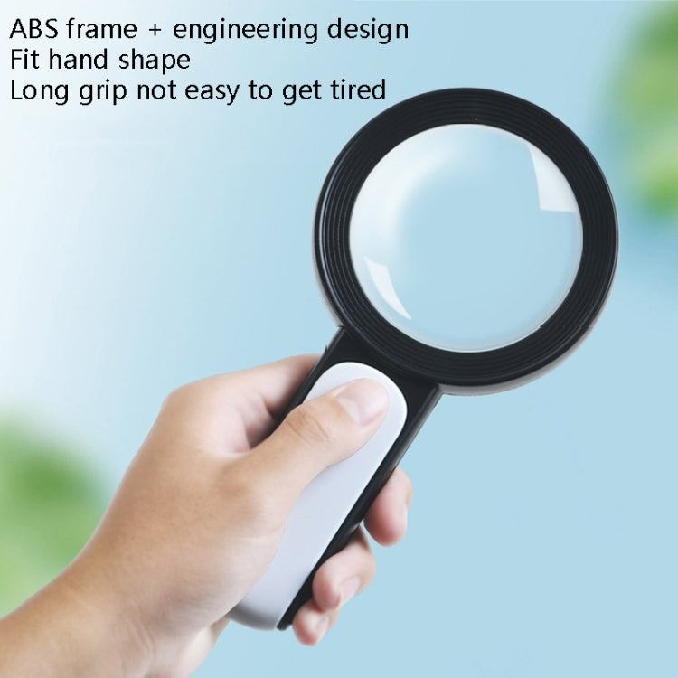 30 Times 18 LED Cool Warm Light HD Elderly Reading Repair Glass Magnifier(Black White) - Hand Held Style by PMC TechLife | Online Shopping South Africa | PMC TechLife | Buy Now Pay Later Mobicred
