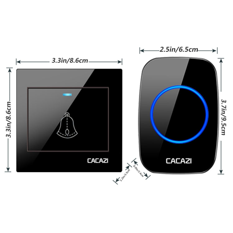 CACAZI H10 1 For 2 Home Wireless Music Doorbell without Battery, Plug:EU Plug(Black) - Wireless Doorbell by CACAZI | Online Shopping South Africa | PMC TechLife | Buy Now Pay Later Mobicred