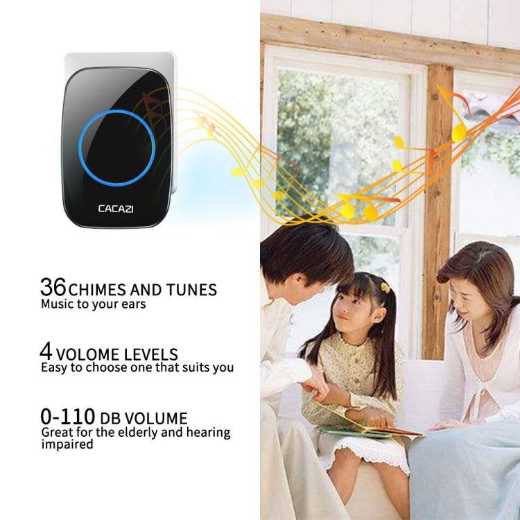 CACAZI H10 1 For 2 Home Wireless Music Doorbell without Battery, Plug:EU Plug(Black) - Wireless Doorbell by CACAZI | Online Shopping South Africa | PMC TechLife | Buy Now Pay Later Mobicred