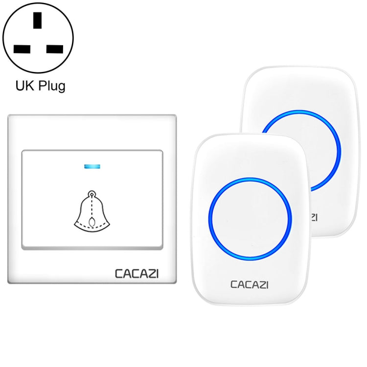CACAZI H10 1 For 2 Home Wireless Music Doorbell without Battery, Plug:UK Plug(White) - Wireless Doorbell by CACAZI | Online Shopping South Africa | PMC TechLife | Buy Now Pay Later Mobicred