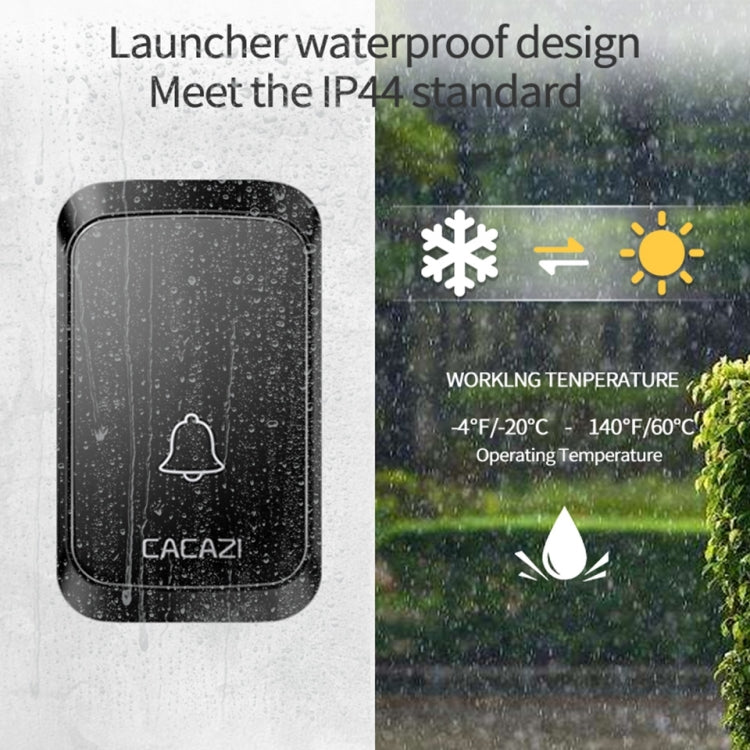 CACAZI A50 1 For 1 Wireless Music Doorbell without Battery, Plug:EU Plug(Black) - Wireless Doorbell by CACAZI | Online Shopping South Africa | PMC TechLife | Buy Now Pay Later Mobicred