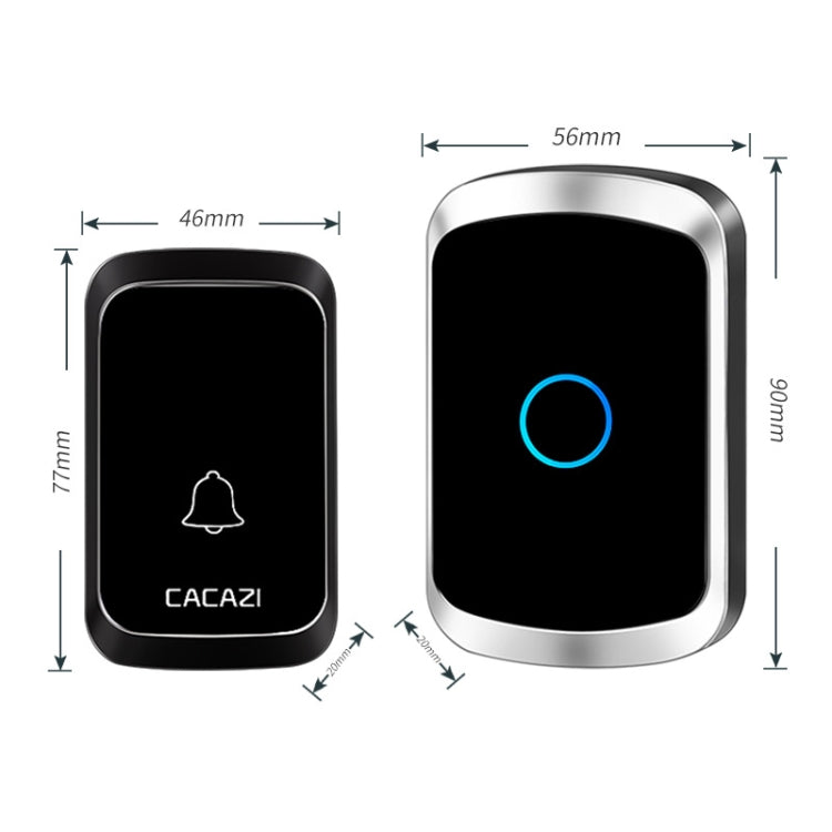 CACAZI A50 1 For 1 Wireless Music Doorbell without Battery, Plug:UK Plug(Black) - free shipping - PMC TechLife - Order now!