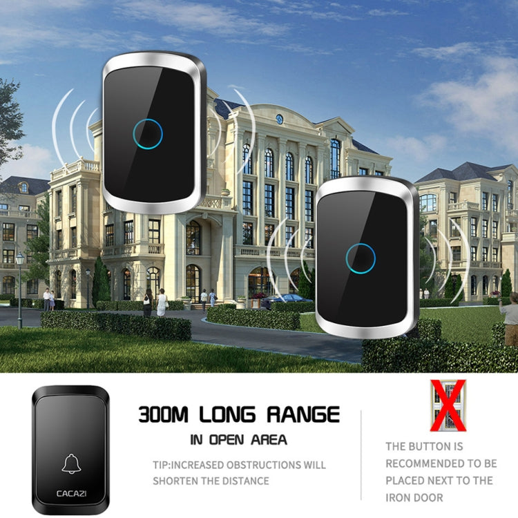 CACAZI A50 1 For 1 Wireless Music Doorbell without Battery, Plug:UK Plug(Black) - free shipping - PMC TechLife - Order now!
