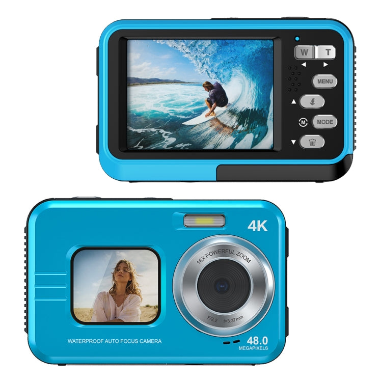 WDC901 3.5m Waterproof 48MP HD Dual Screen Outdoor Sports Digital Camera UK Plug(Blue) - Children Cameras by PMC TechLife | Online Shopping South Africa | PMC TechLife | Buy Now Pay Later Mobicred