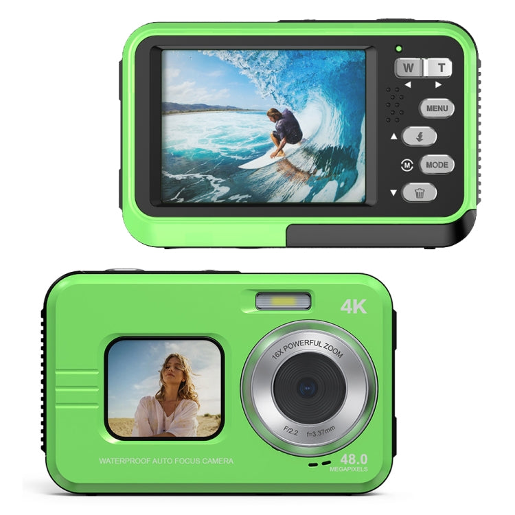 WDC901 3.5m Waterproof 48MP HD Dual Screen Outdoor Sports Digital Camera EU Plug(Green) - Children Cameras by PMC TechLife | Online Shopping South Africa | PMC TechLife | Buy Now Pay Later Mobicred