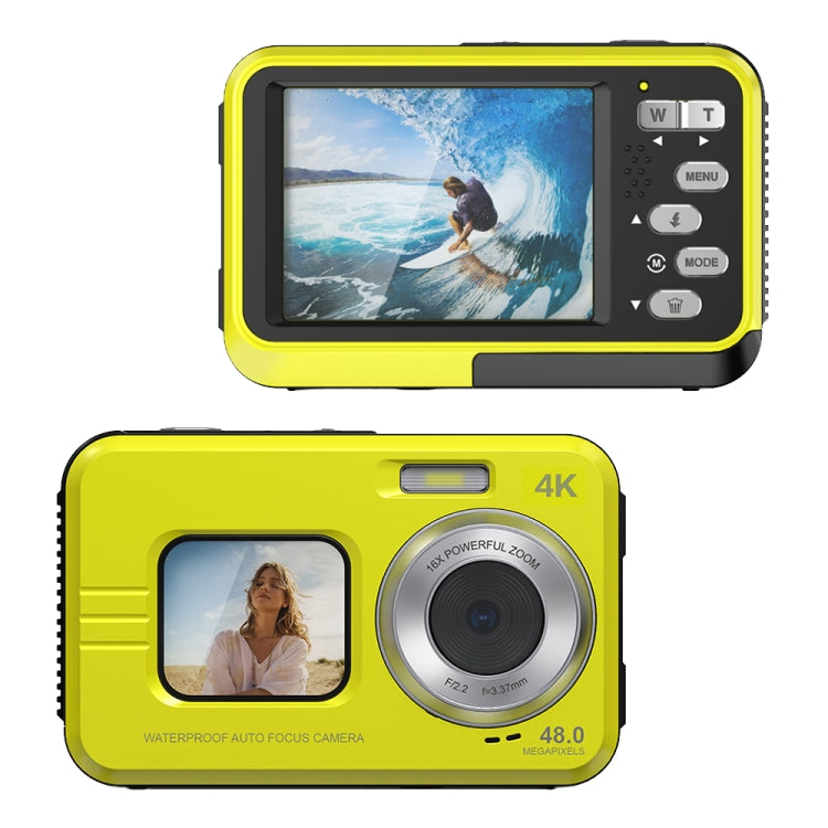 WDC901 3.5m Waterproof 48MP HD Dual Screen Outdoor Sports Digital Camera AU Plug(Yellow) - Children Cameras by PMC TechLife | Online Shopping South Africa | PMC TechLife | Buy Now Pay Later Mobicred