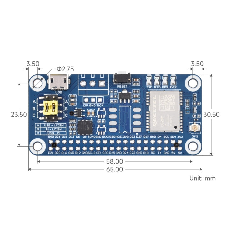 Waveshare For Raspberry Pi LC29H Series Dual-Band L1+L5 Positioning GPS Module, Spec: (BS) GPS/RTK HAT - free shipping - PMC TechLife - Order now!