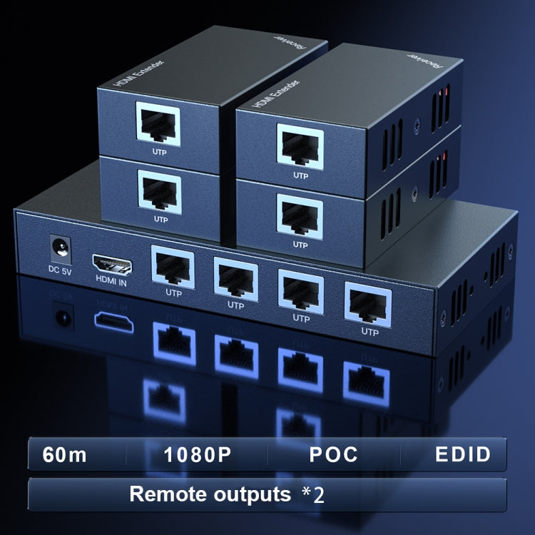 60m 1x4 HDMI Splitter POC Distribution Extender Supports 1080P@60Hz, Plug: US Plug - free shipping - PMC TechLife - Order now!