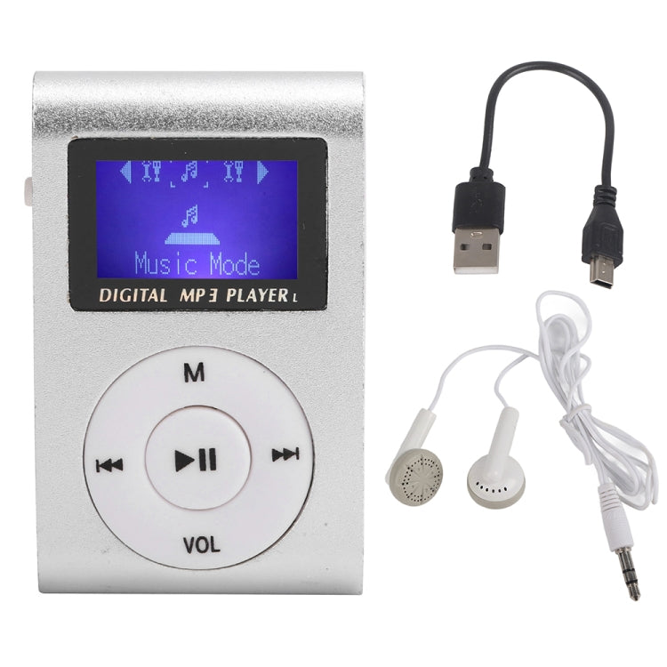 128M+Earphone+Cable Mini Lavalier Metal MP3 Music Player with Screen(Silver Gray) - MP3 Player by PMC TechLife | Online Shopping South Africa | PMC TechLife