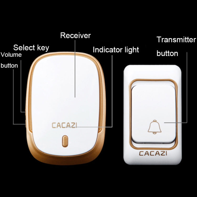 CACAZI Smart Waterproof Music Wireless Doorbell Multifunctional Pager, Style: EU Plug(Black) - Wireless Doorbell by CACAZI | Online Shopping South Africa | PMC TechLife | Buy Now Pay Later Mobicred