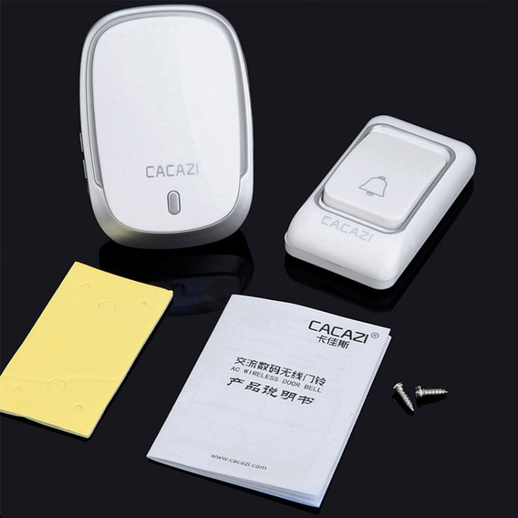 CACAZI Smart Waterproof Music Wireless Doorbell Multifunctional Pager, Style: EU Plug(Silver) - Wireless Doorbell by CACAZI | Online Shopping South Africa | PMC TechLife